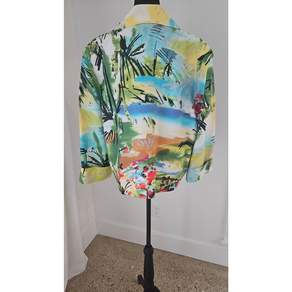 CAROLINE ROSE Women's L Tropical Print Button Shirt USA - Picture 4 of 4